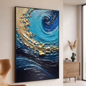 Azure Gold Tide Canvas