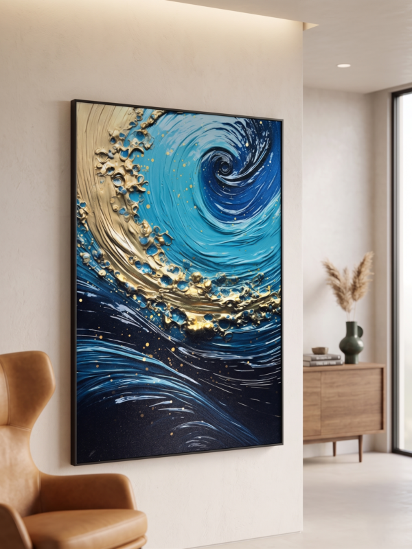 Azure Gold Tide Canvas