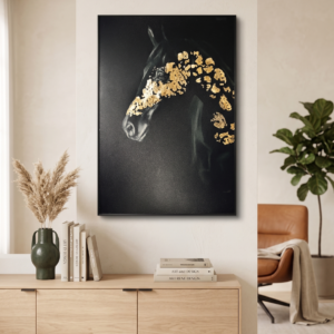 Noir Gold Stallion Canvas