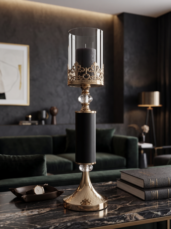 Gold Crystal Candle Holder Set