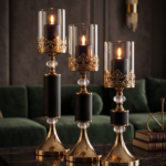 Gold Crystal Candle Holder Set