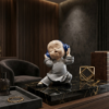 Cool Baby Monk with Headphones Sculpture