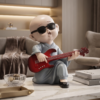 Cool Baby Monk Guitar Sculpture