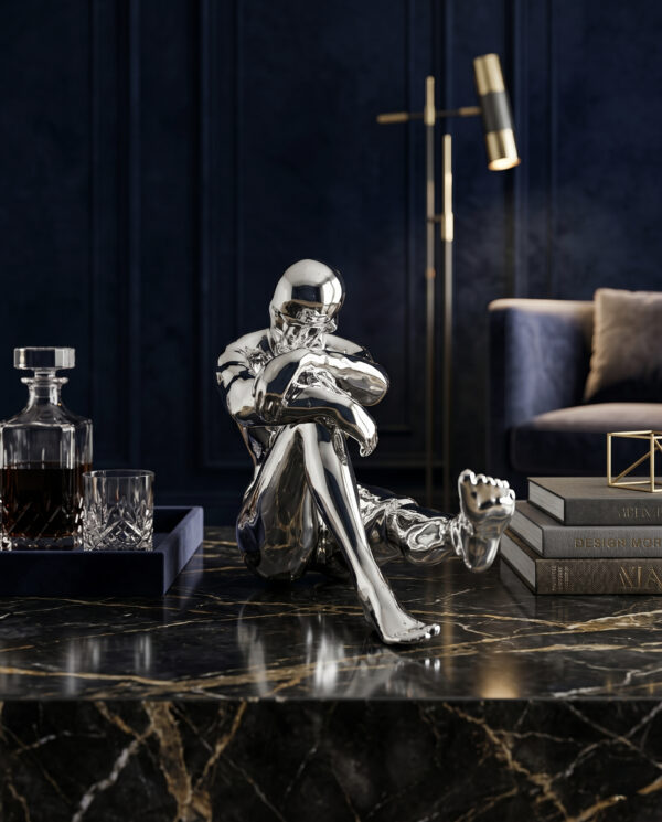 Silver Serenity Thinker Sculpture