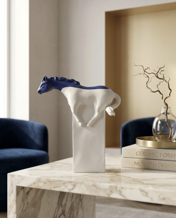 Blue Crest Horse Decorative Statue