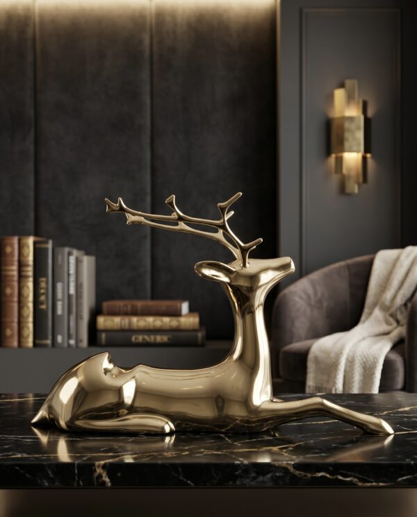 Golden Serenity Deer Statue