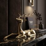 Golden Serenity Deer Statue