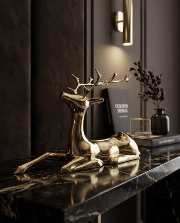 Golden Serenity Deer Statue