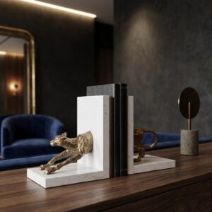 Golden Cheetah Bookend Statue