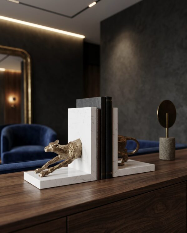 Golden Cheetah Bookend Statue