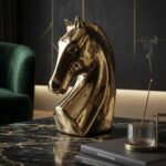 Regal Golden Horse Head Sculpture