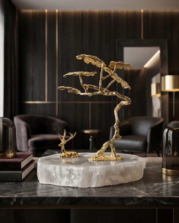 Luxury Golden Deer Tree Showpiece
