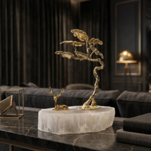 Luxury Golden Deer Tree Showpiece