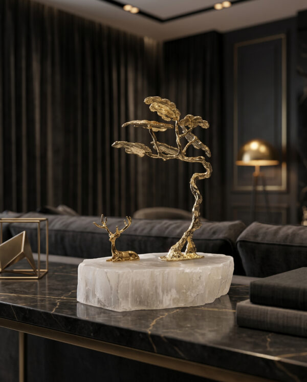 Luxury Golden Deer Tree Showpiece