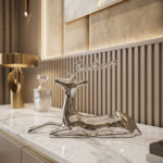 Elegant Silver Deer Home Decor Statue