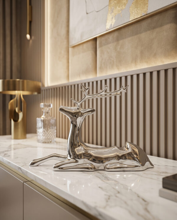 Elegant Silver Deer Home Decor Statue