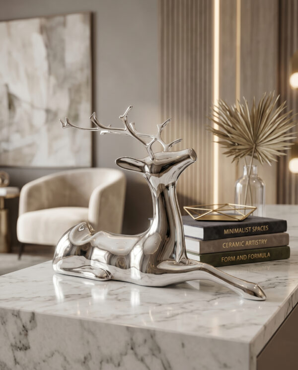 Elegant Silver Deer Home Decor Statue