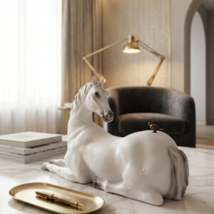 Elegant White Horse Home Decor Statue