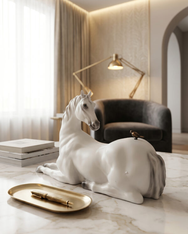 Elegant White Horse Home Decor Statue