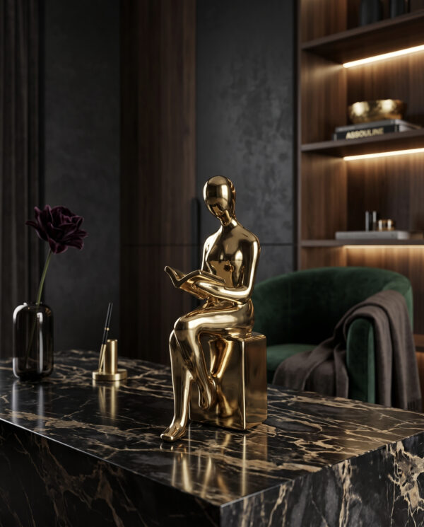 Elegant Reading Figure Sculpture