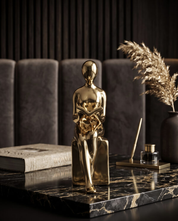 Elegant Reading Figure Sculpture
