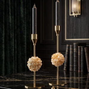 Elegant Crystal Taper Candle Holder Set