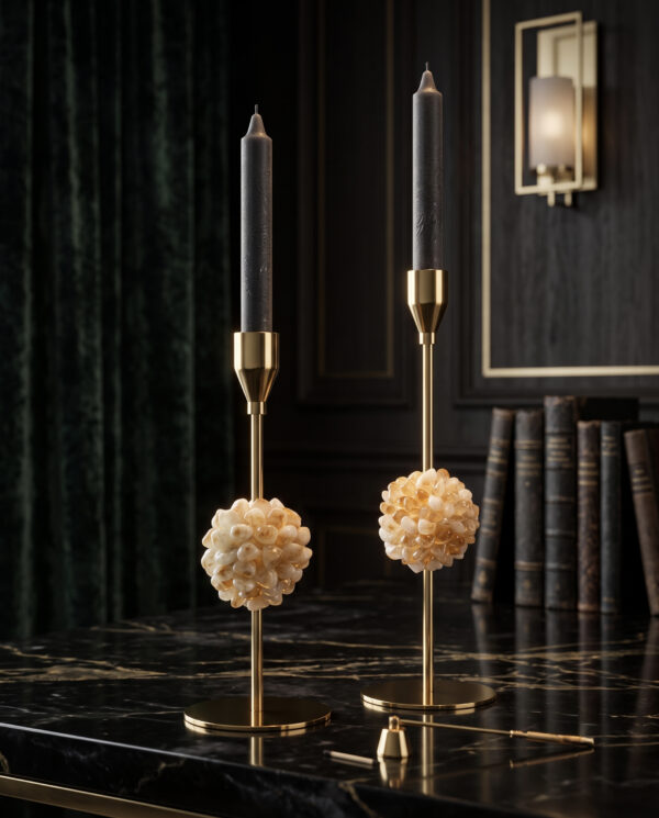 Elegant Crystal Taper Candle Holder Set