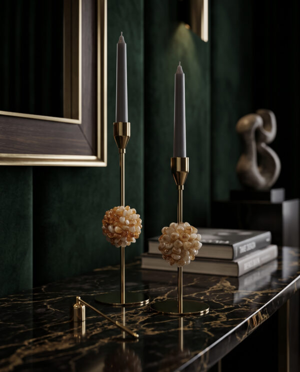 Elegant Crystal Taper Candle Holder Set